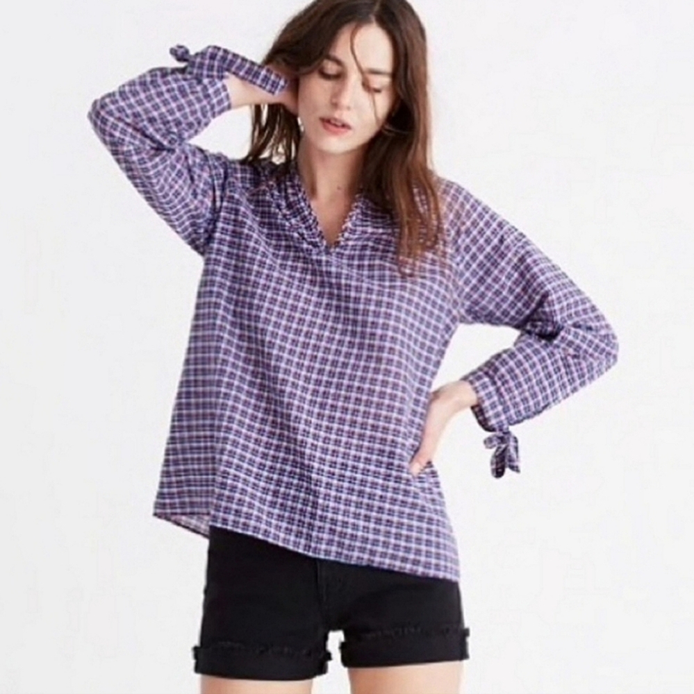 Madewell Plaid Top Size Small